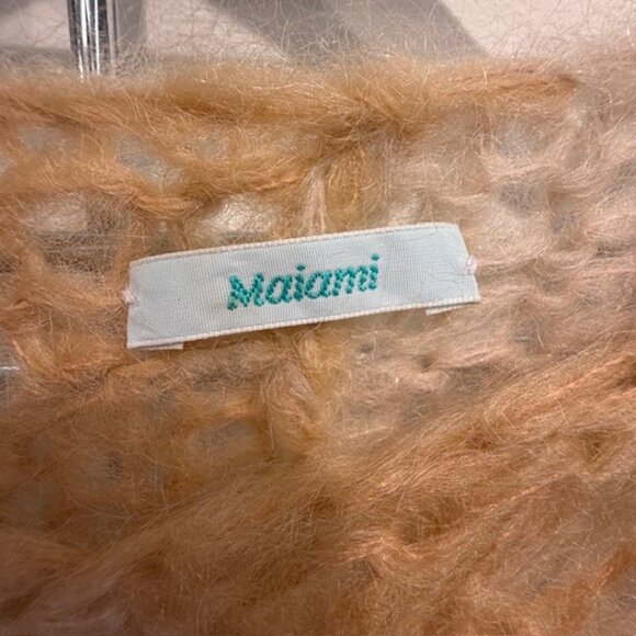 Maiami Mohair Blend Loose Knit Relaxed Fit Pullover in Beige Colorblock size XS - Picture 5 of 5